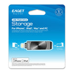 EAGET I66 128 GB U Disk MFI-certificeret Lightning + USB 3.2 Metalroterende Flashdrev til iPhone iPad Mac
