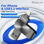 EAGET I66 128 GB U Disk MFI-certificeret Lightning + USB 3.2 Metalroterende Flashdrev til iPhone iPad Mac