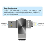 EAGET I66 128 GB U Disk MFI-certificeret Lightning + USB 3.2 Metalroterende Flashdrev til iPhone iPad Mac