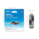 EAGET I66 256GB U Disk MFI-certificeret Lightning + USB 3.2 Metal Roterende Flashdrev til iPhone iPad Mac