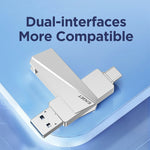 EAGET SU60 256GB USB3.2 + Type-C Dual Interface Zinc Alloy 360 Degree Rotation USB Flash Drive