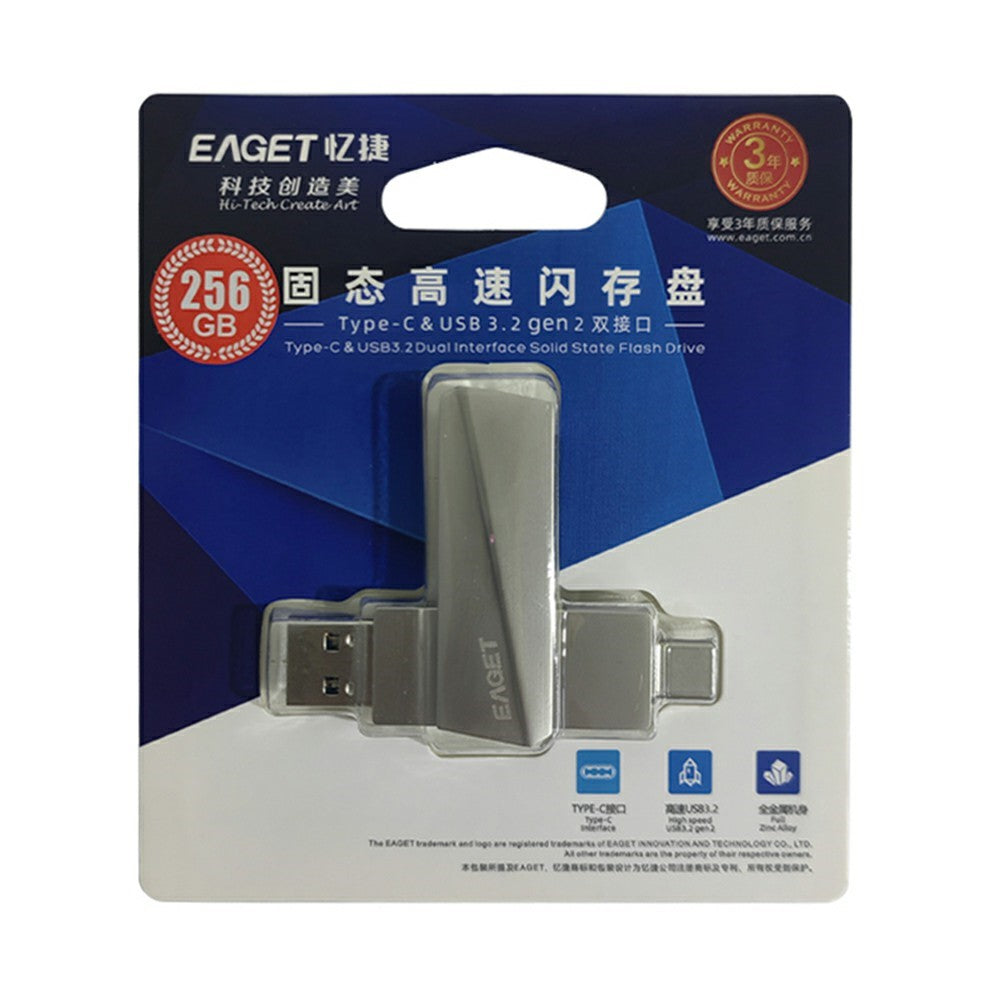 EAGET SU60 1TB USB3.2 + Type-C Dual Interface Zinc Alloy 360 Degree Rotation USB Flash Drive