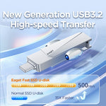 EAGET SU60 1TB USB3.2 + Type-C Dual Interface Zinc Alloy 360 Degree Rotation USB Flash Drive