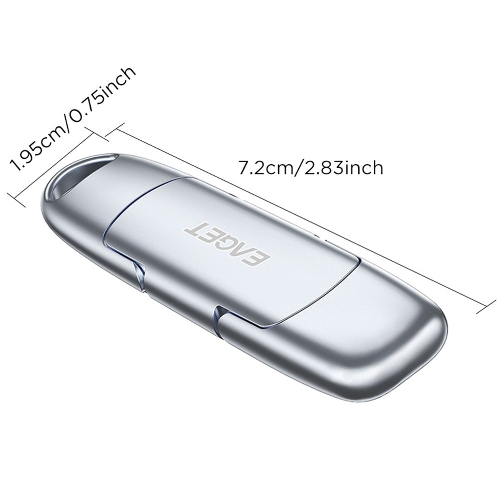 EAGET SU100 512GB USB3.2 Gen2 Type-A + Type-C Dual Interface Zinc Alloy Solid State USB Flash Drive