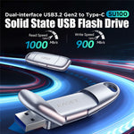 EAGET SU100 512GB USB3.2 Gen2 Type-A + Type-C Dual Interface Zinc Alloy Solid State USB Flash Drive