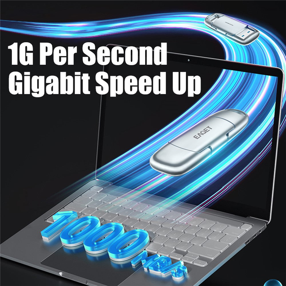 EAGET SU100 512GB USB3.2 Gen2 Type-A + Type-C Dual Interface Zinc Alloy Solid State USB Flash Drive
