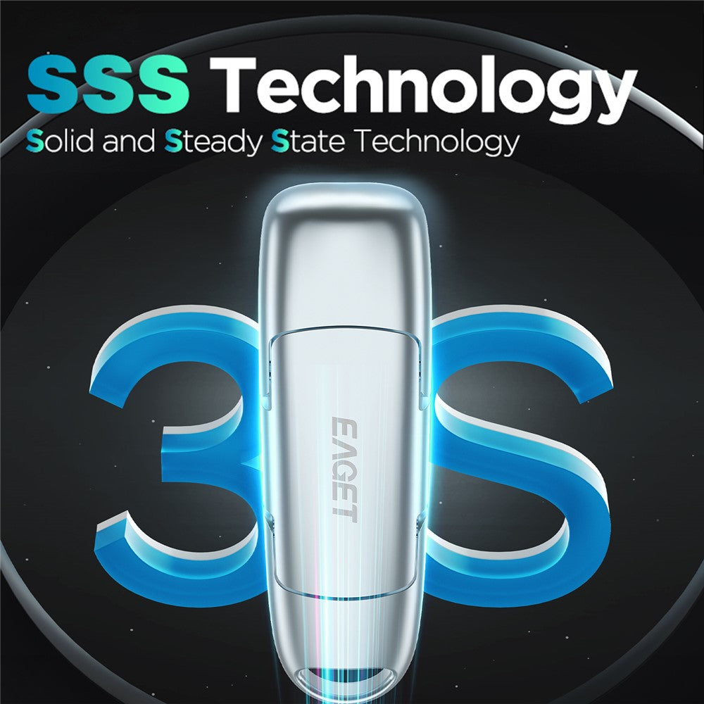 EAGET SU100 512GB USB3.2 Gen2 Type-A + Type-C Dual Interface Zinc Alloy Solid State USB Flash Drive