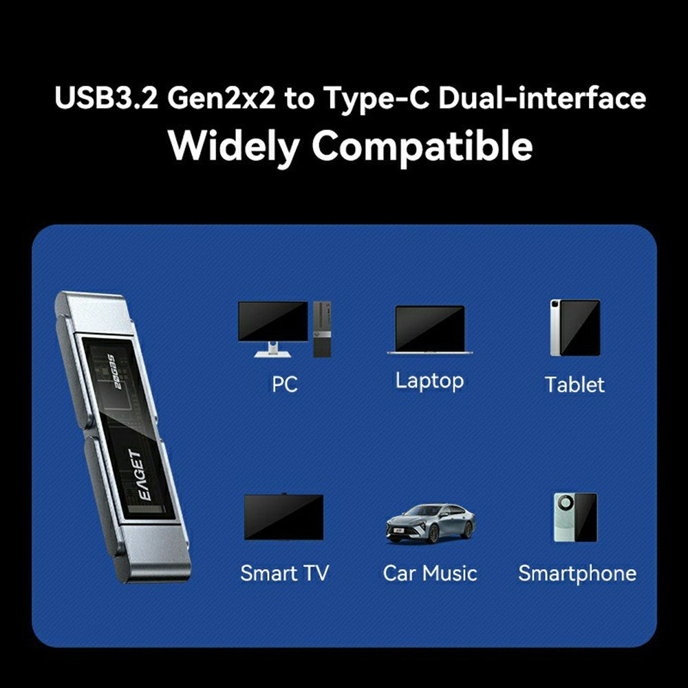 EAGET SU220 1TB Solid State USB Flash Drive 20Gbps USB3.2 Gen2x2 Type-C Dual Interface