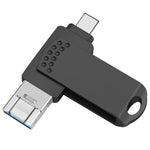RICHWELL 128GB Type-C / iP / USB 3-i-1 Swivel Hukommelsesstick USB 3.0 Flashdrev