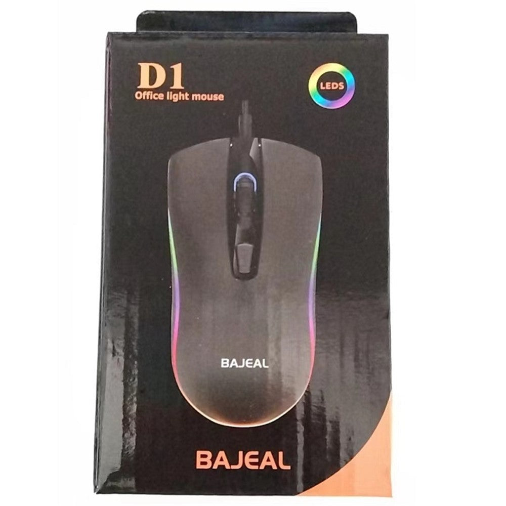 BAJEAL D1 Colorful Light E-Sports Gaming Wired Mouse USB Cable Ergonomic Laptop Computer Mouse 4-Key Design Mice