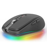FMOUSE M303 trådløs Bluetooth-kompatibel mus med dobbelt tilstand (Bluetooth-kompatibel 5.1 + USB) 2,4 GHz Bluetooth-kompatibel trådløs mus, genopladelig, lydløs computermus til gaming med RGB-lys