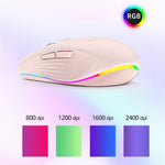 FMOUSE M303 trådløs Bluetooth-kompatibel mus med dobbelt tilstand (Bluetooth-kompatibel 5.1 + USB) 2,4 GHz Bluetooth-kompatibel trådløs mus, genopladelig, lydløs computermus til gaming med RGB-lys