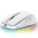 FMOUSE M303 trådløs Bluetooth-kompatibel mus med dobbelt tilstand (Bluetooth-kompatibel 5.1 + USB) 2,4 GHz Bluetooth-kompatibel trådløs mus, genopladelig, lydløs computermus til gaming med RGB-lys