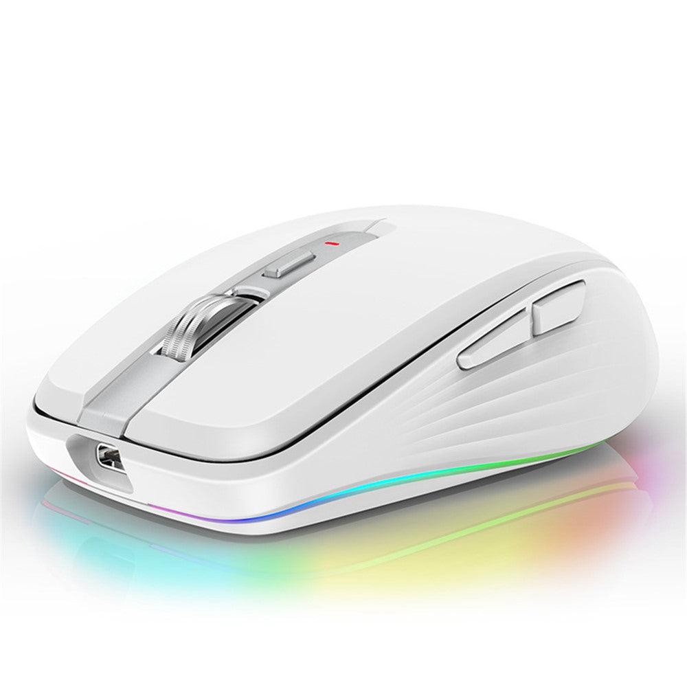 FMOUSE M303 trådløs Bluetooth-kompatibel mus med dobbelt tilstand (Bluetooth-kompatibel 5.1 + USB) 2,4 GHz Bluetooth-kompatibel trådløs mus, genopladelig, lydløs computermus til gaming med RGB-lys