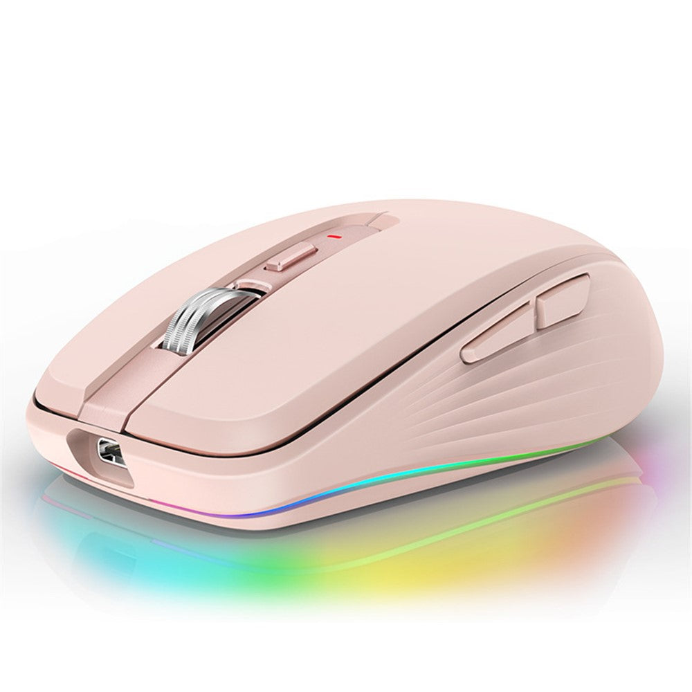 FMOUSE M303 trådløs Bluetooth-kompatibel mus med dobbelt tilstand (Bluetooth-kompatibel 5.1 + USB) 2,4 GHz Bluetooth-kompatibel trådløs mus, genopladelig, lydløs computermus til gaming med RGB-lys