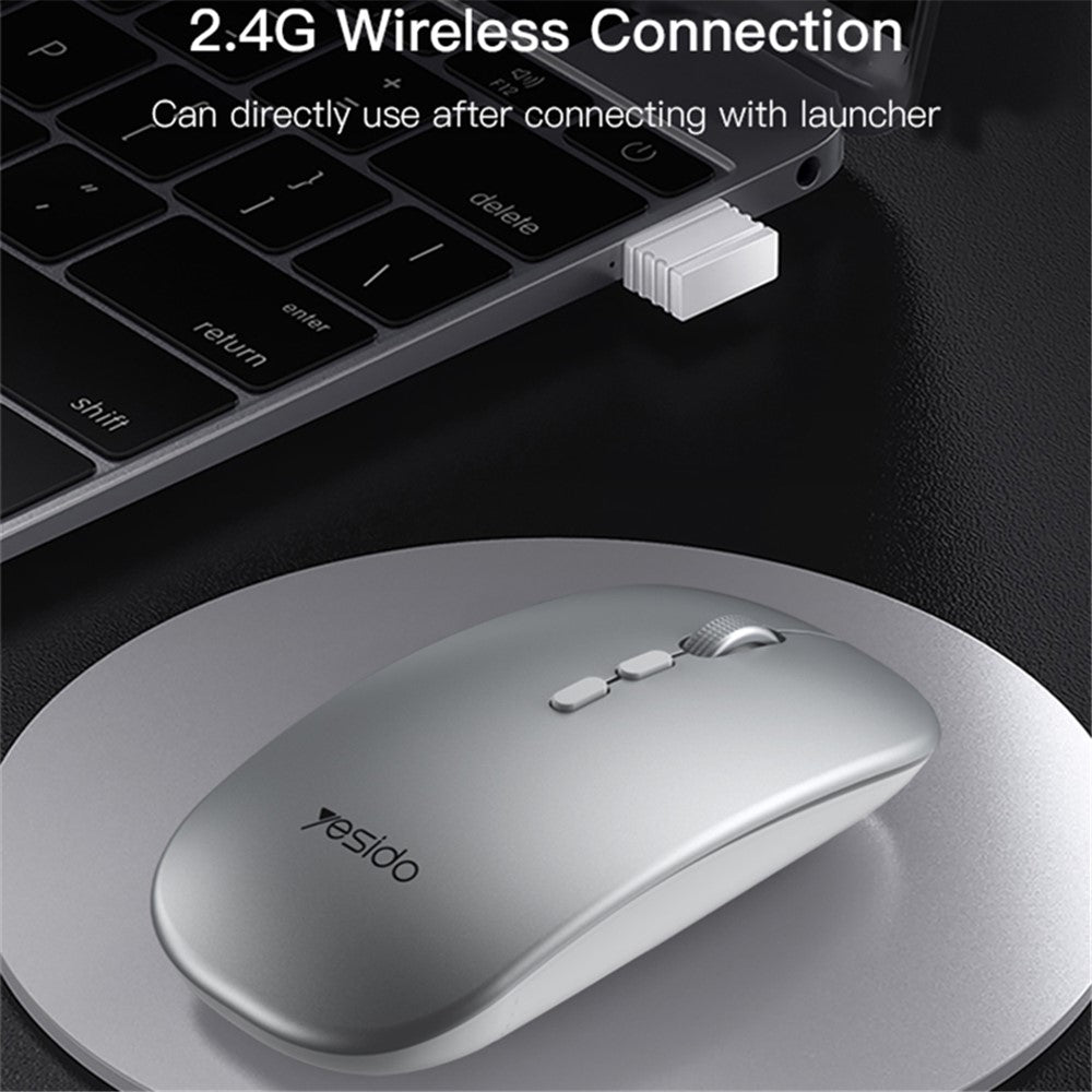 YESIDO KB15 Genopladelig 2.4G Trådløs Fotoelektrisk Mus Mat Stille Computer Laptop Mus
