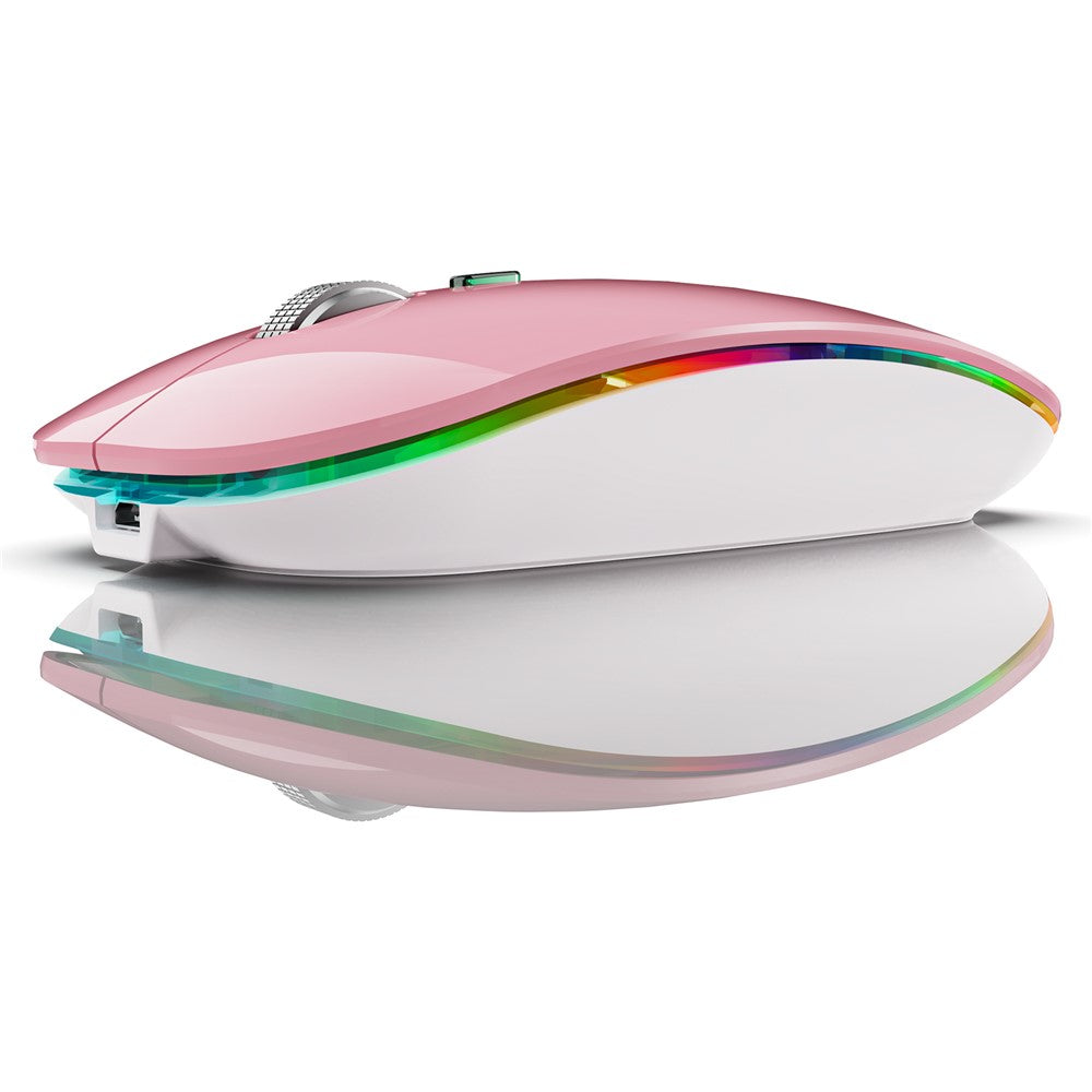 2.4G / Bluetooth-compatible Dual Mode Wireless Mouse with Backlight, Quiet Portable Jiggler Mouse for Laptops, Tablets