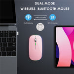 2.4G / Bluetooth-compatible Dual Mode Wireless Mouse with Backlight, Quiet Portable Jiggler Mouse for Laptops, Tablets