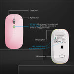 2.4G / Bluetooth-compatible Dual Mode Wireless Mouse with Backlight, Quiet Portable Jiggler Mouse for Laptops, Tablets