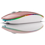 2.4G / Bluetooth-compatible Dual Mode Wireless Mouse with Backlight, Quiet Portable Jiggler Mouse for Laptops, Tablets