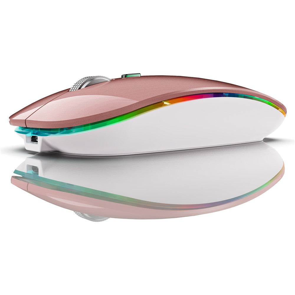 2.4G / Bluetooth-compatible Dual Mode Wireless Mouse with Backlight, Quiet Portable Jiggler Mouse for Laptops, Tablets