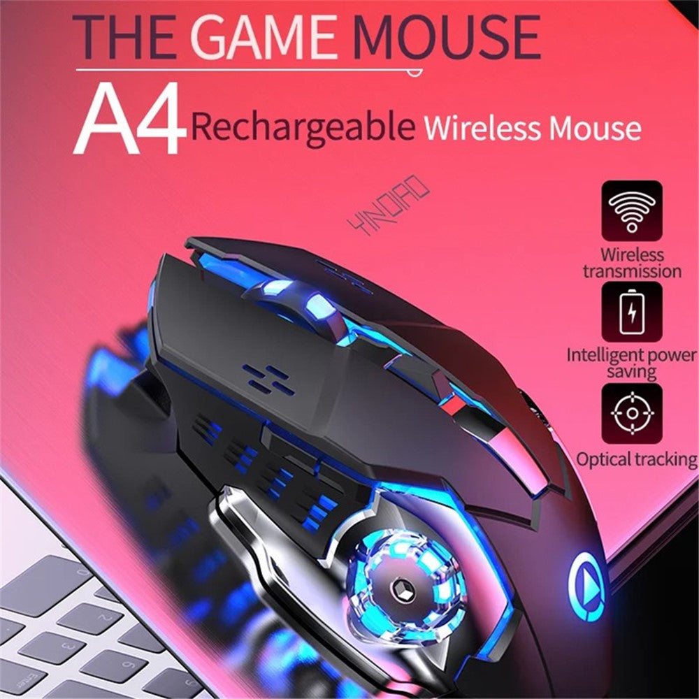 YINDIAO A4 2.4G Wireless Mouse 6 Keys 1600 DPI Mute Gaming Mouse with Lighting Effect