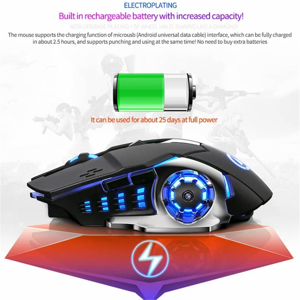 YINDIAO A4 2.4G Wireless Mouse 6 Keys 1600 DPI Mute Gaming Mouse with Lighting Effect