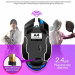 YINDIAO A4 2.4G Wireless Mouse 6 Keys 1600 DPI Mute Gaming Mouse with Lighting Effect