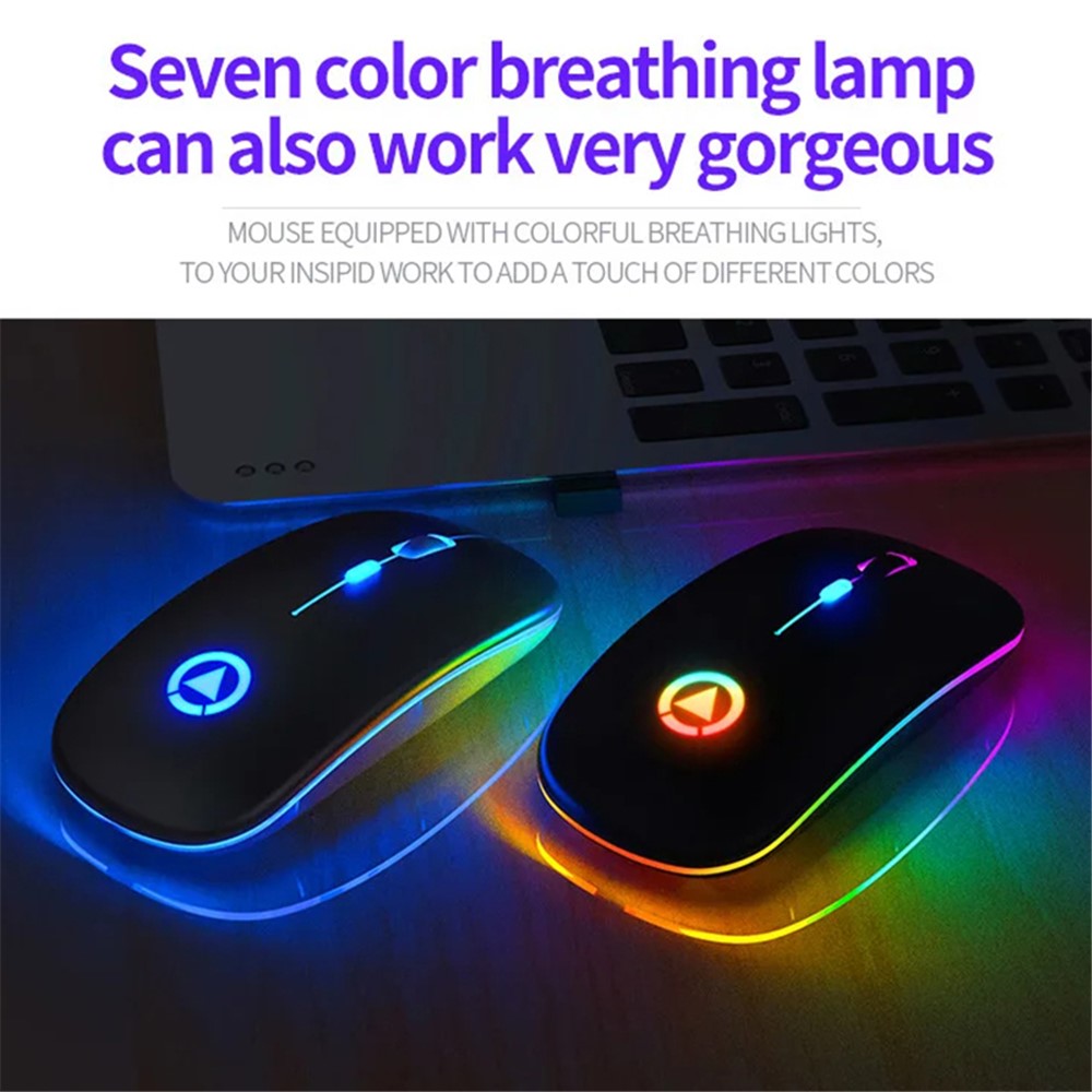 YINDIAO A2 Rechargeable Silent 2.4G Wireless Gaming Mouse with Colorful Breathing Light