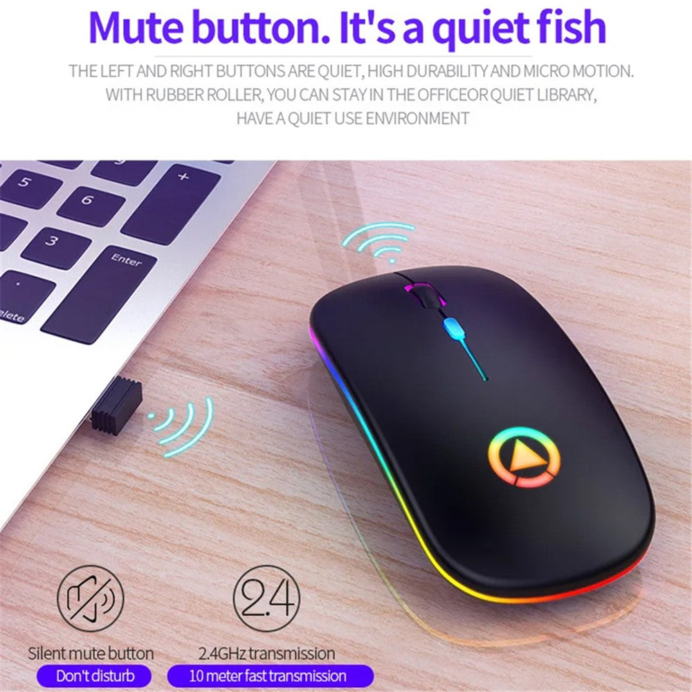 YINDIAO A2 Rechargeable Silent 2.4G Wireless Gaming Mouse with Colorful Breathing Light