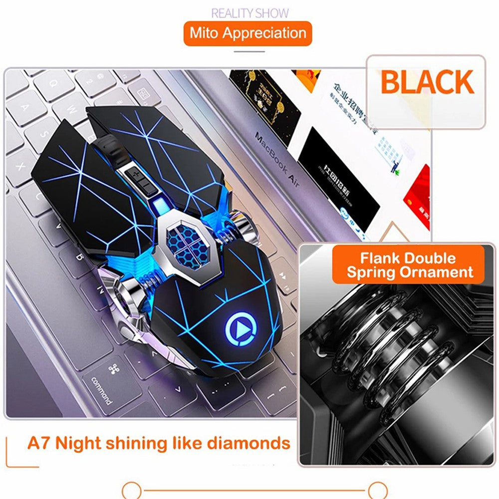 YINDIAO A7 1600 DPI 7 Keys Silent Gaming Mouse 7-color Light 2.4G Wireless Mouse