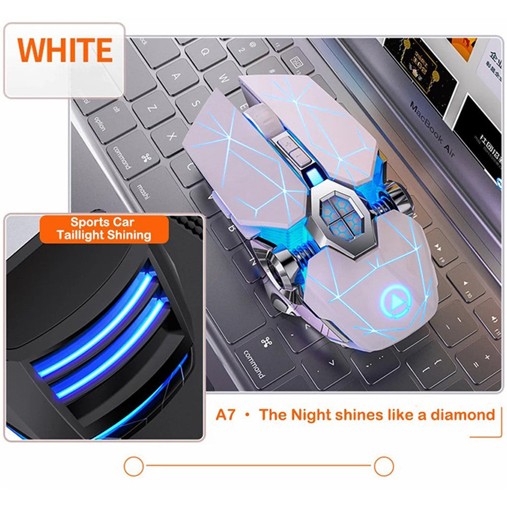 YINDIAO A7 1600 DPI 7 Keys Silent Gaming Mouse 7-color Light 2.4G Wireless Mouse