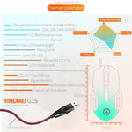 YINDIAO G15 1200 / 1800 / 2400 / 3600 Adjustable DPI 6 Keys Mechanical Gaming USB Wired Mouse, Silent Version