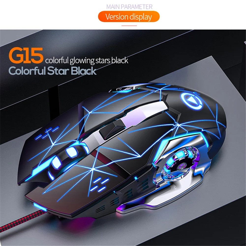 YINDIAO G15 1200 / 1800 / 2400 / 3600 Adjustable DPI 6 Keys Mechanical Gaming USB Wired Mouse, Silent Version