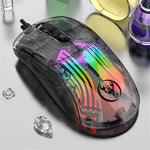 HXSJ X400B Wired Gaming Mouse 6 Adjustable DPI RGB Lighting Transparent Macro Programmable Mouse