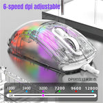 HXSJ X400B Wired Gaming Mouse 6 Adjustable DPI RGB Lighting Transparent Macro Programmable Mouse