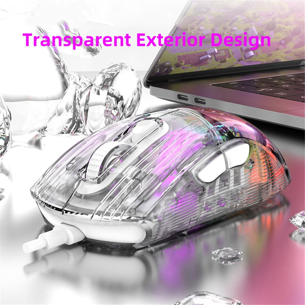 HXSJ X400B Wired Gaming Mouse 6 Adjustable DPI RGB Lighting Transparent Macro Programmable Mouse