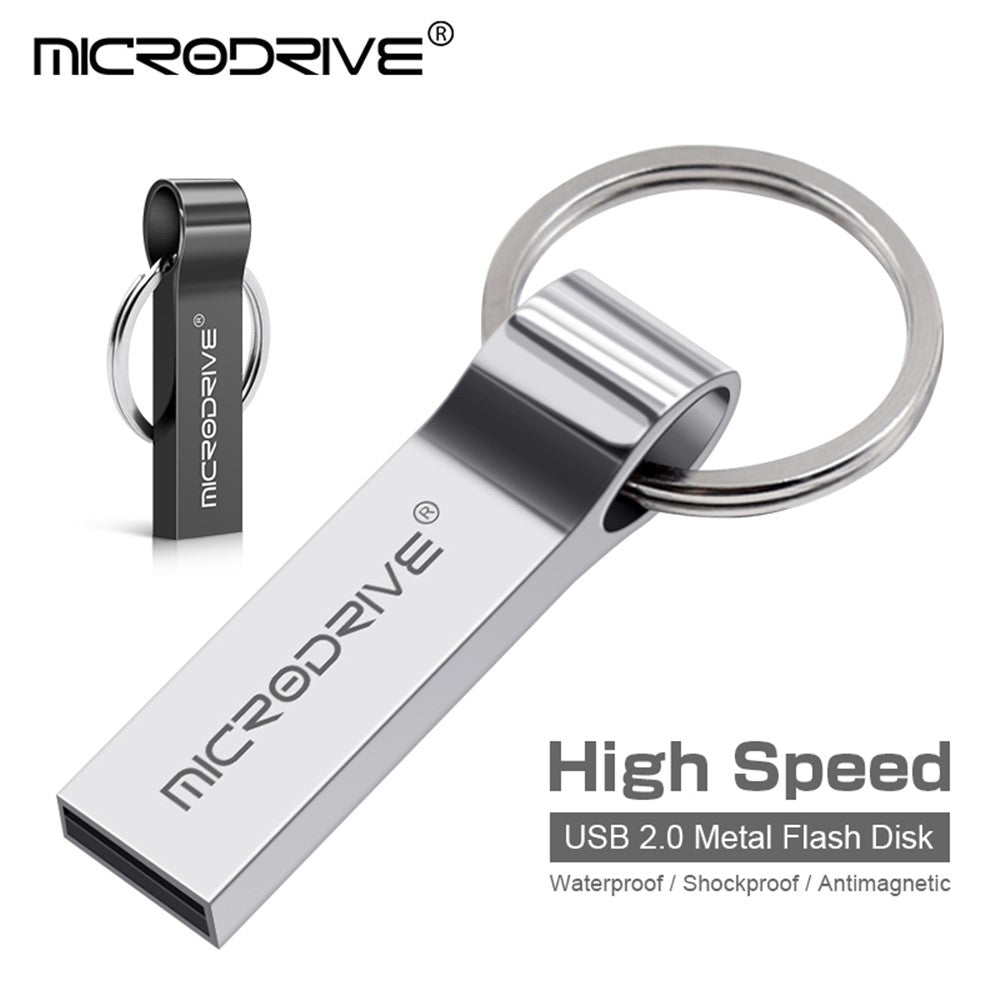 MICRODRIVE 32GB USB 2.0 Flashdrev Bærbart Metal USB-nøgle med Nøglering