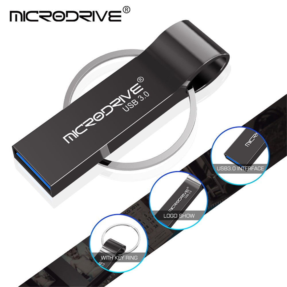 MICRODRIVE 64GB Portable Metal USB 3.0 Flash Drive Thumb Drive with Key Ring