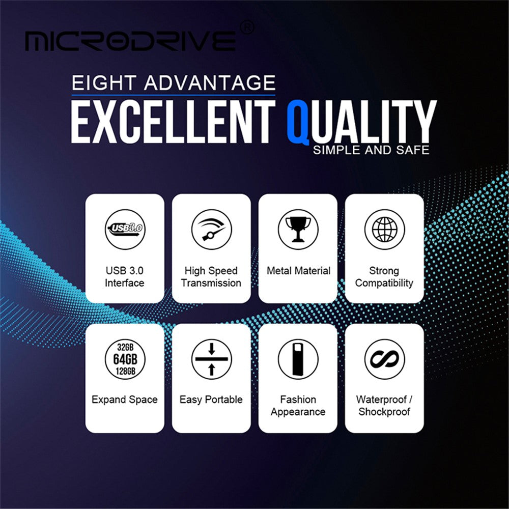 MICRODRIVE E9 128GB Metal U-disk High Speed USB 3.0 Computer Flashdrev