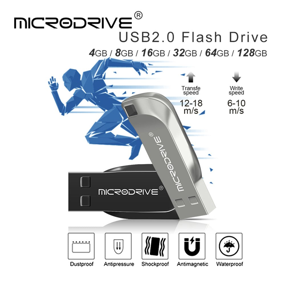 MICRODRIVE CZ50 32GB Waterproof USB 2.0 Flash Drive U Disk Data Thumb Stick