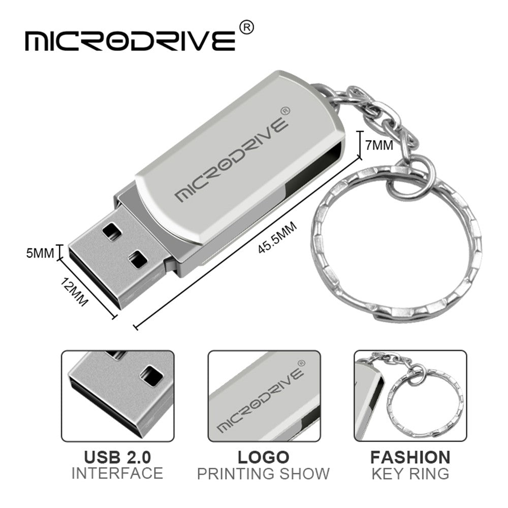 MICRODRIVE 32GB Portable USB 2.0 Flash Drive Rotation Design Thumb Drive USB Stick