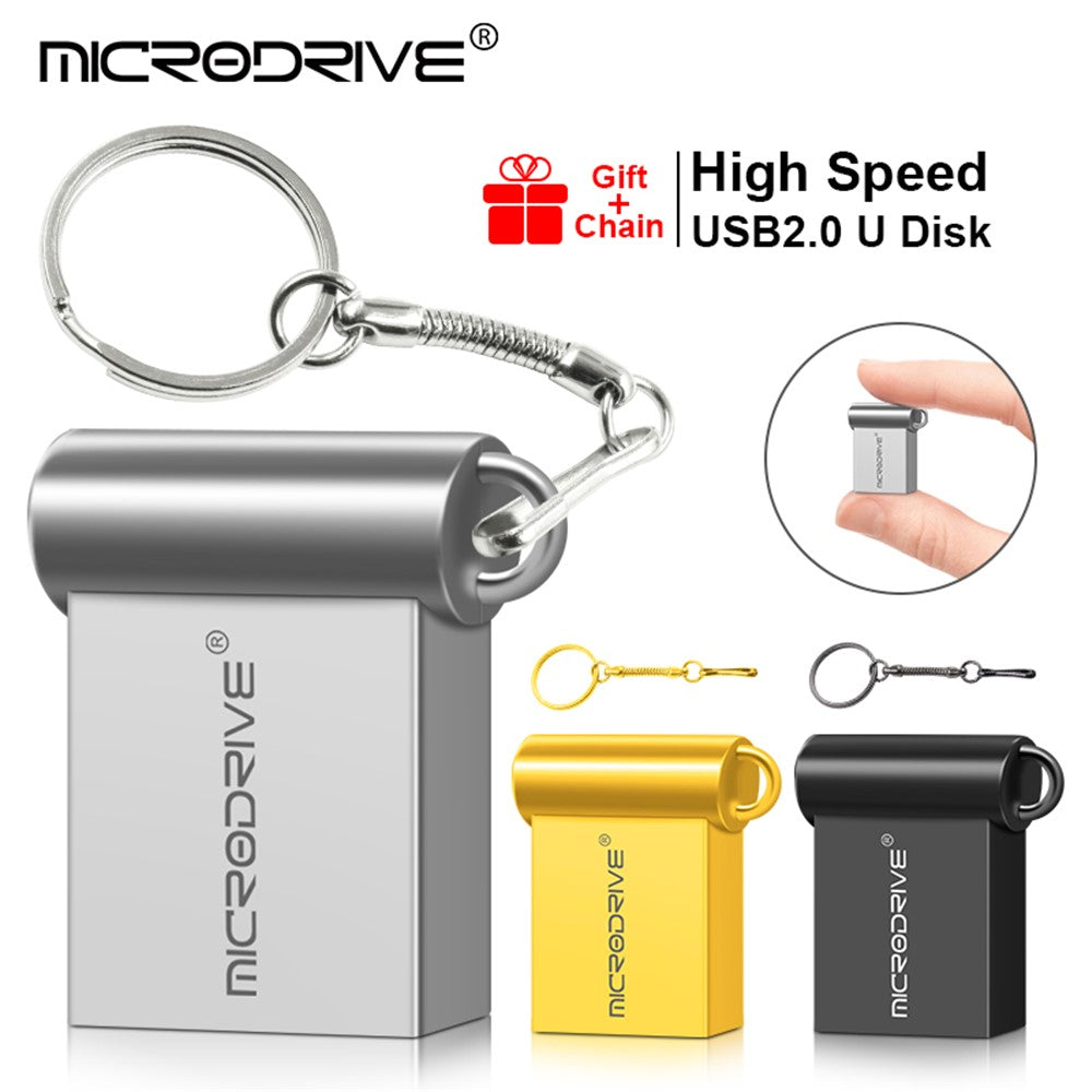 MICRODRIVE 4GB USB 2.0 Mini Metal Flash Drive with Hook