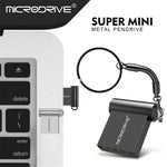 MICRODRIVE 128GB USB 2.0 Mini Metal Flash Drive Portable U-Disk with Hook
