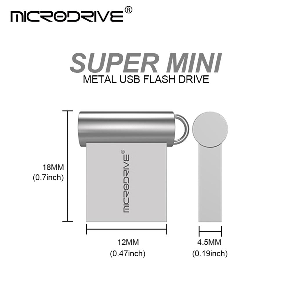 MICRODRIVE 128GB USB 2.0 Mini Metal Flash Drive Portable U-Disk with Hook