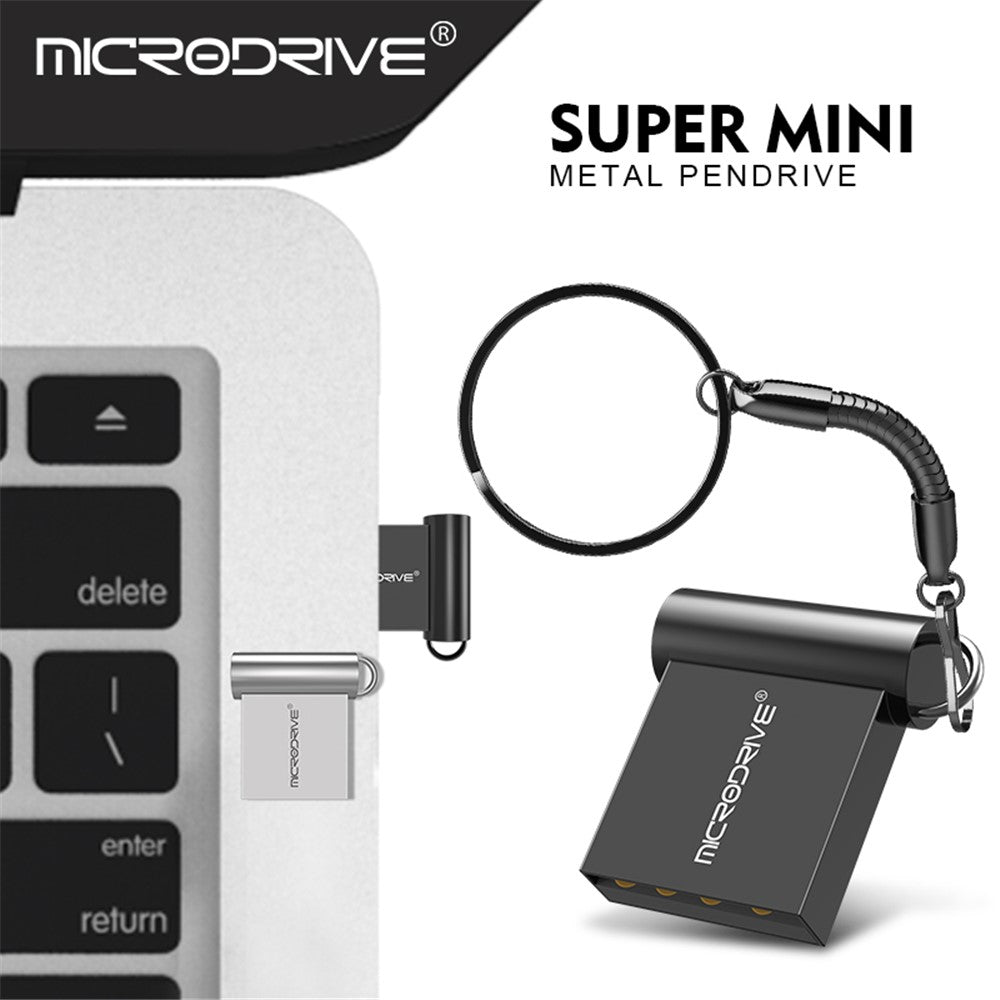 MICRODRIVE USB 2.0 Flash Drive 8GB Mini Metal U-Disk with Hook