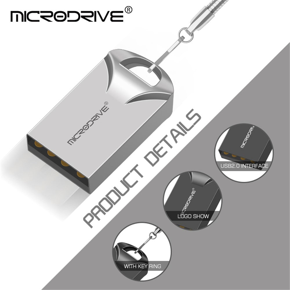 MICRODRIVE Mini Metal U-Disk Bærbar USB 2.0 8GB Flashdrev
