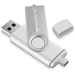 MICRODRIVE USB 2.0 + Type-C 2-in-1 Metal Flash Drive Rotating OTG 32GB USB Memory Stick