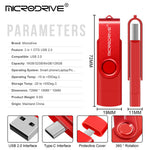 MICRODRIVE USB 2.0 + Type-C 2-in-1 Metal Flash Drive Rotating OTG 32GB USB Memory Stick