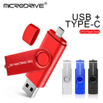 MICRODRIVE USB 2.0 + Type-C 2-in-1 Metal Flash Drive Rotating OTG 32GB USB Memory Stick